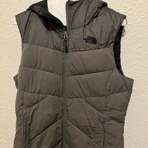 North face, womens vest size M, charcoal grey